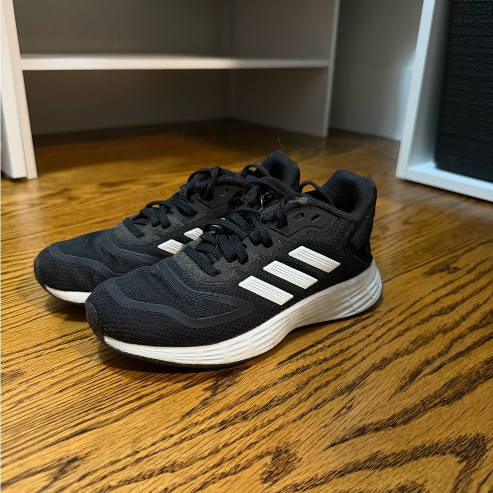 Boys Adidas Black and White Running Shoes